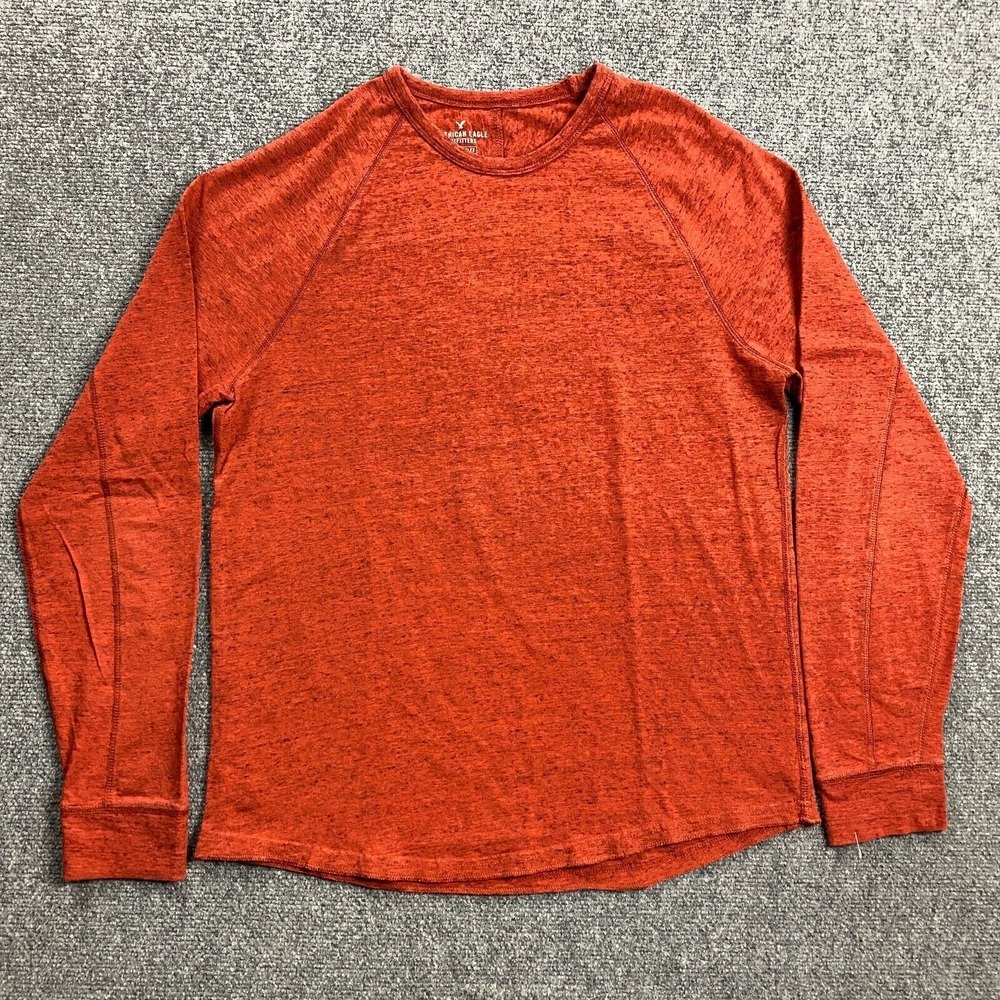 American Eagle Shirt Men's Medium Orange Active Flex Long Sleeve Cotton Blend